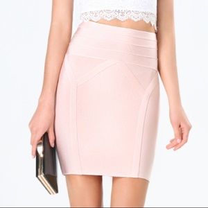 bebe High Waist Bodycon Skirt in Pale Blush